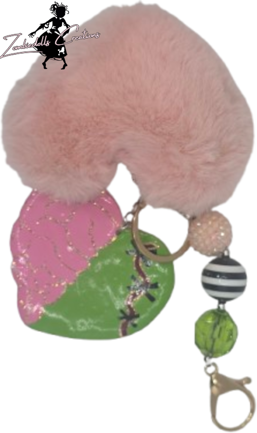 Zombie Brain Pom Pom Bag Charm/ Keychain