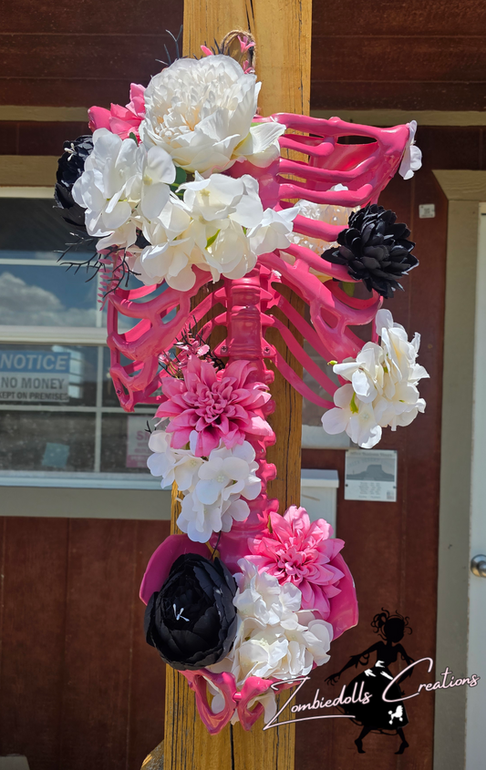 Pink Gothic Ribcage - Floral Wall decor