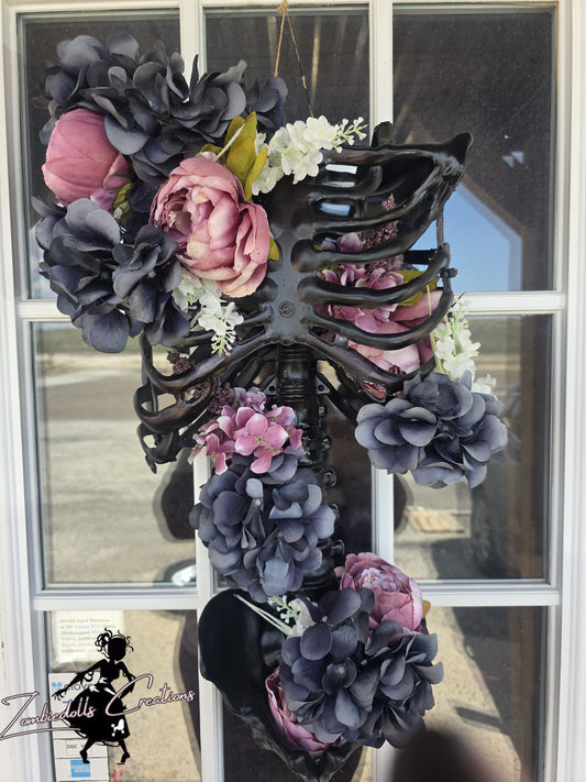 Floral Gothic Ribcage – Dark Romantic Home Décor