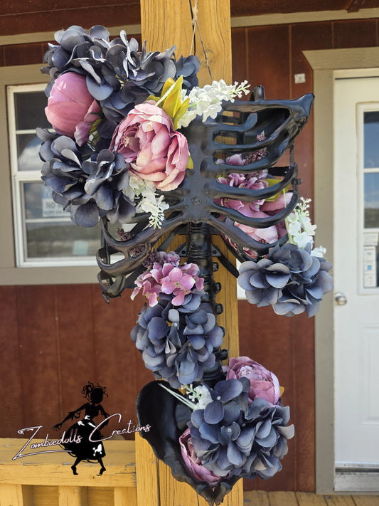 Floral Gothic Ribcage – Dark Romantic Wall Décor