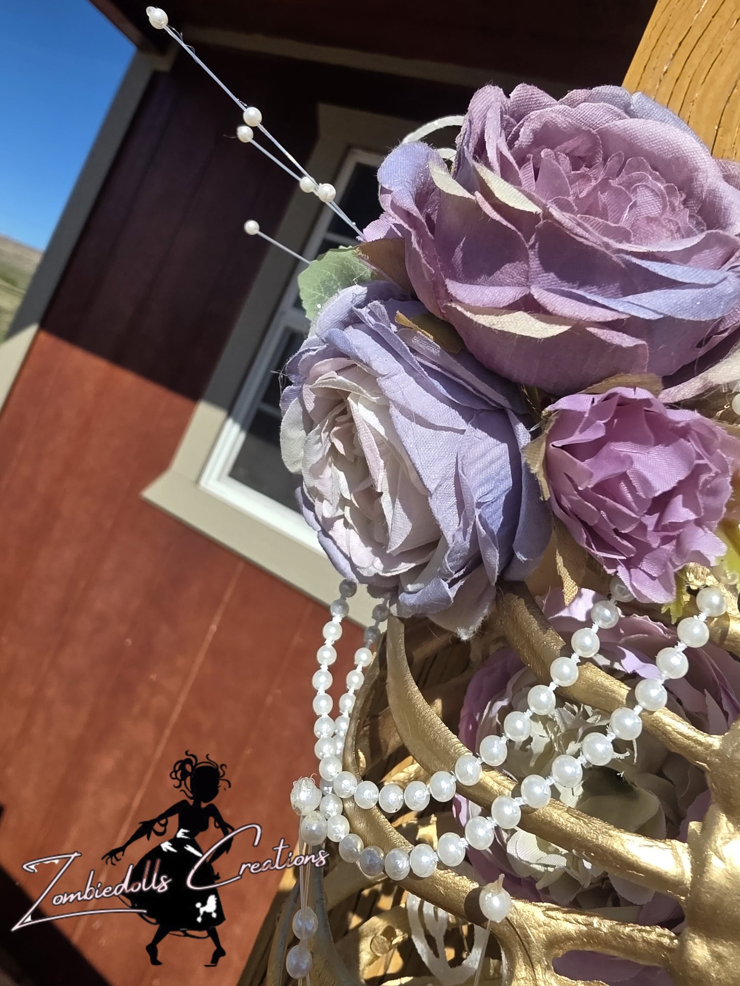 Mini Gothic Floral Skeleton Ribcage Wall Décor