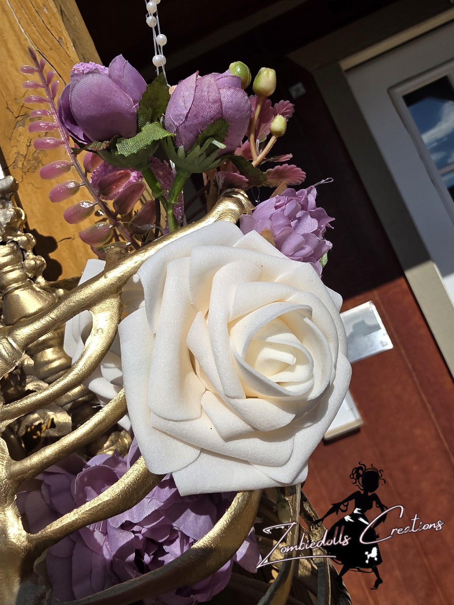 Mini Gothic Floral Skeleton Ribcage Wall Décor