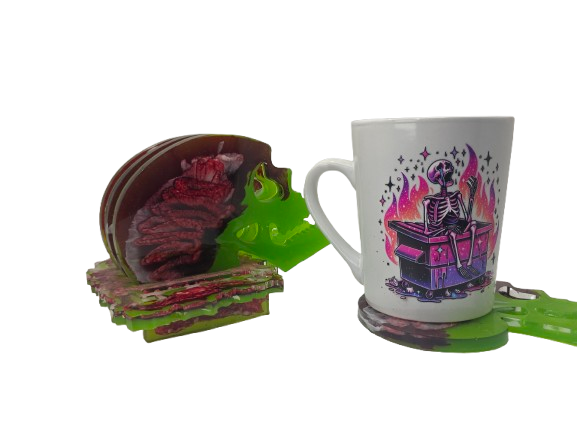Toxic Glow Skull Coasters – Set of 4