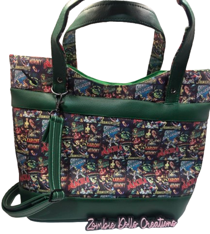 Vintage Horror Tote Bag | Handmade | Dracula, Frankenstein, Creature Feature Print
