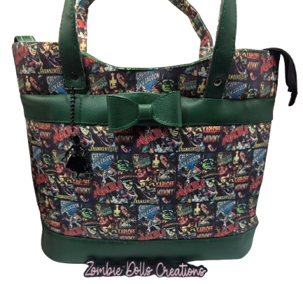 Vintage Horror Tote Bag | Handmade | Dracula, Frankenstein, Creature Feature Print
