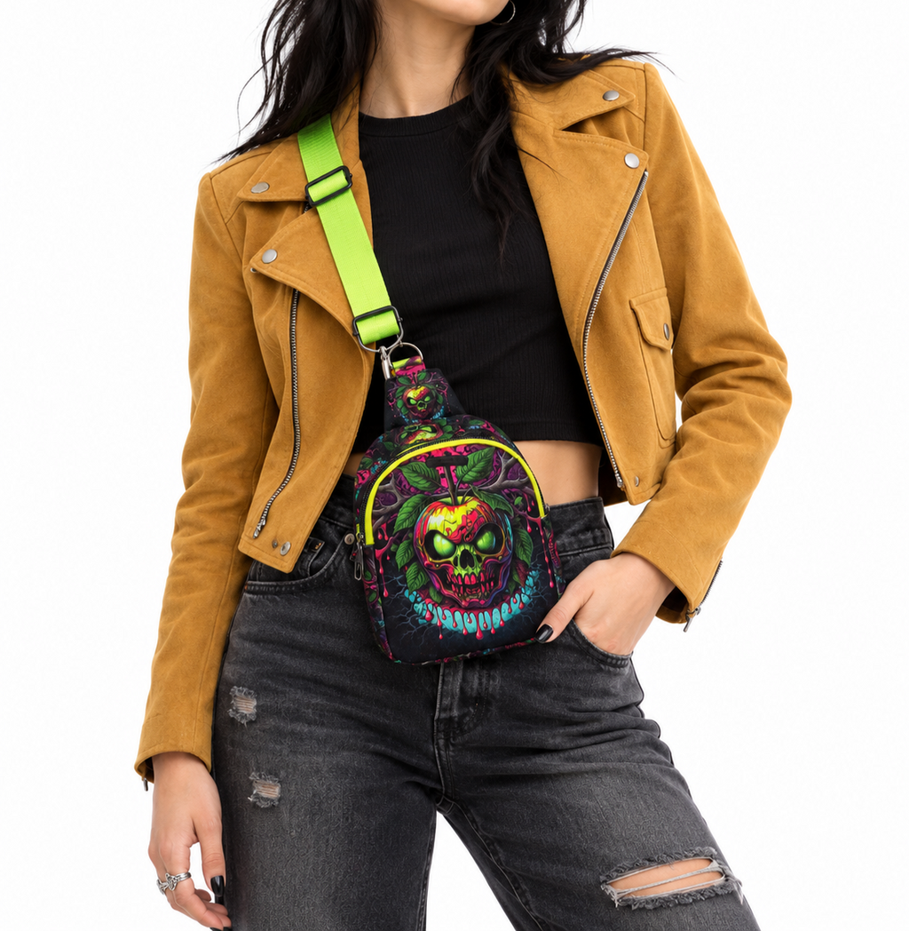Poison Apple Skull 120 Mav Pack | Neon Gothic Mini Backpack