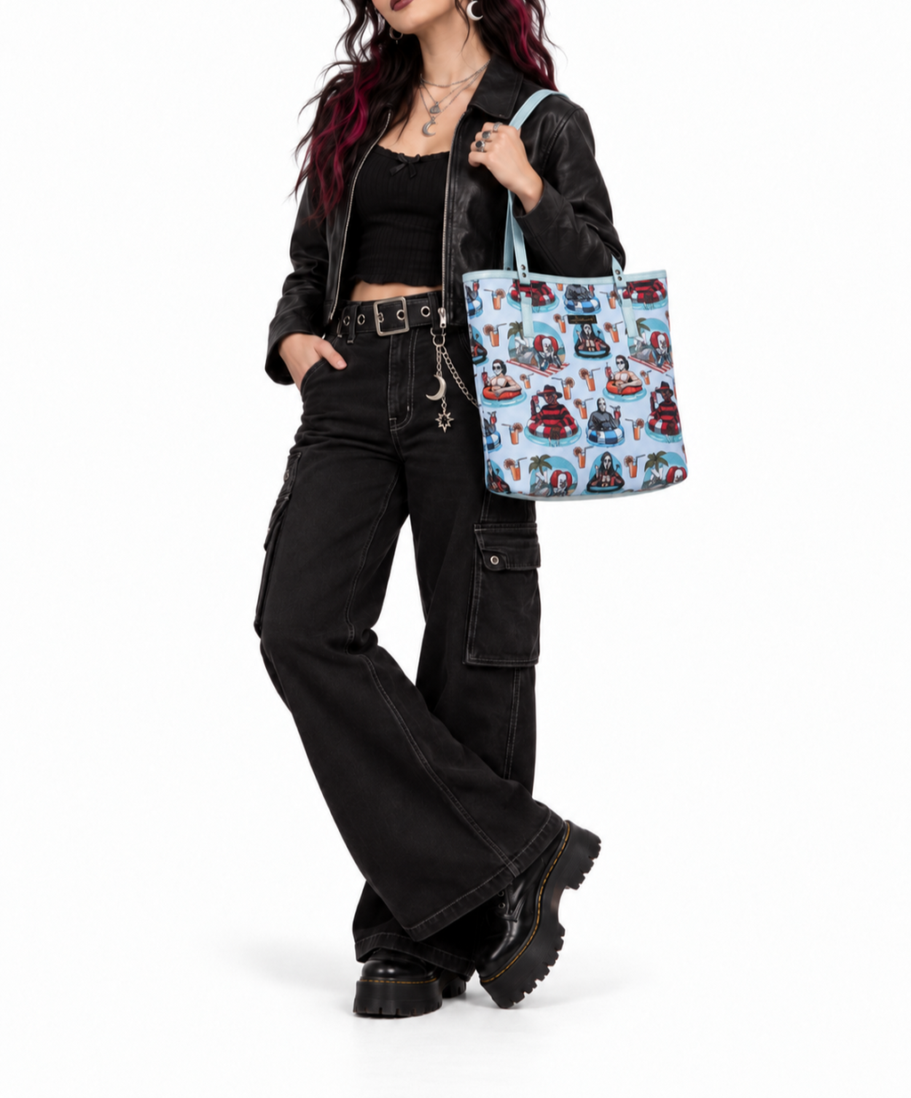 Horror Slasher Pool Day Canvas Tote Bag – Funny Spooky Gift for Her