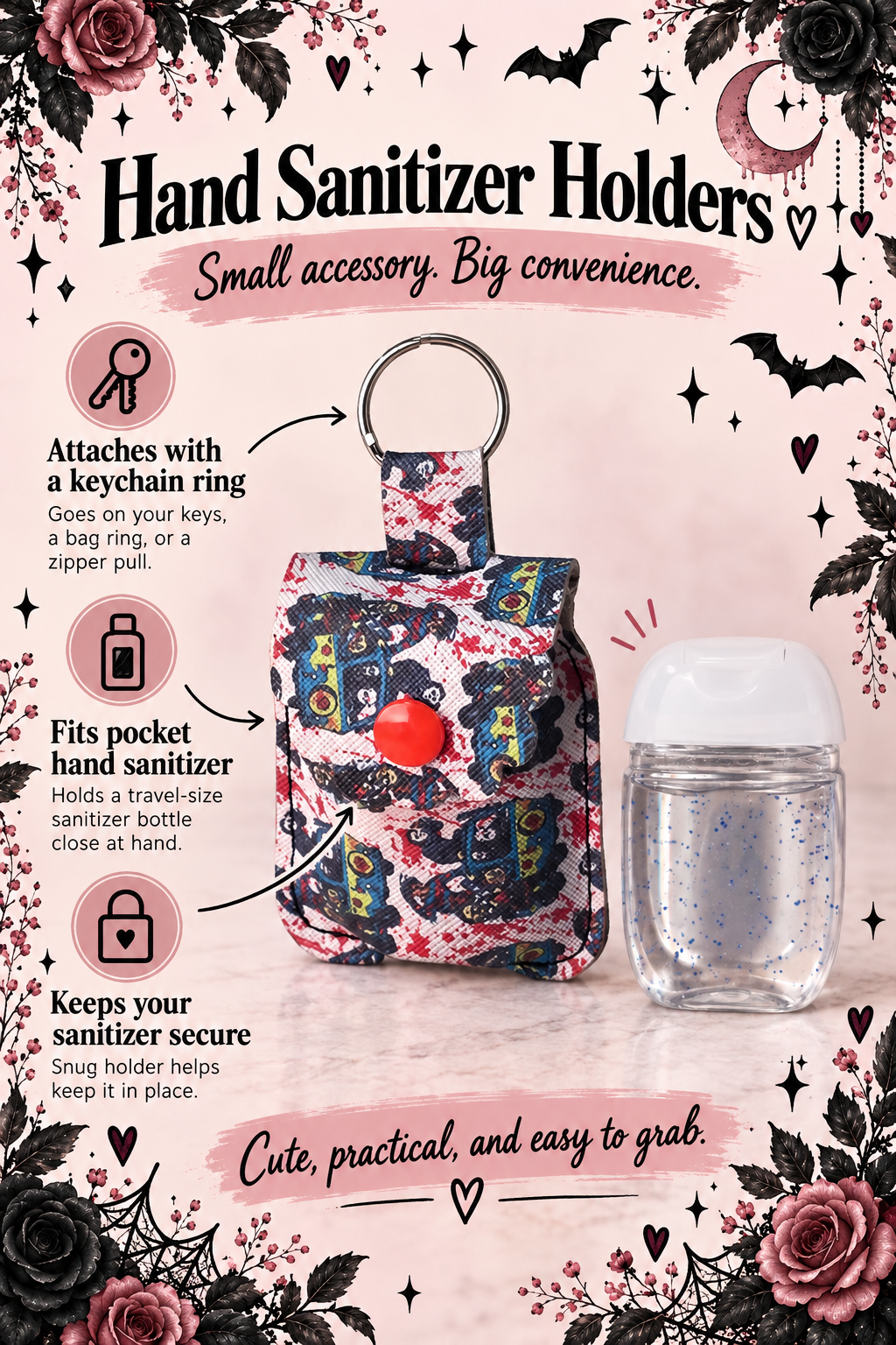 Hand Sanitizer Holder Keychain | Travel Sanitizer Bottle Holder
