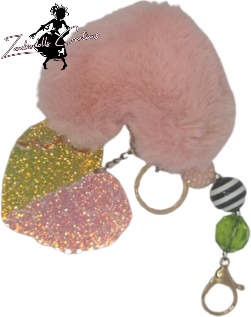 Zombie Brain Pom Pom Bag Charm/ Keychain