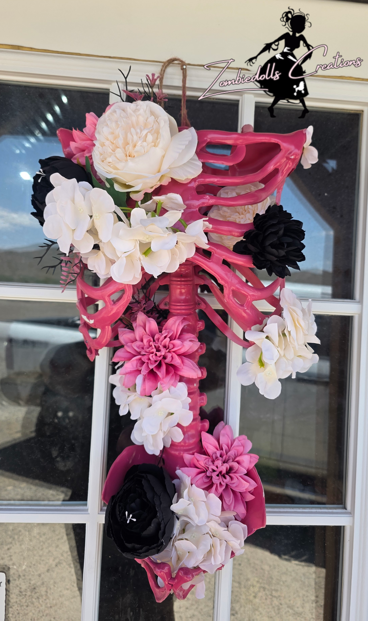 Pink Gothic Ribcage - Floral Wall decor