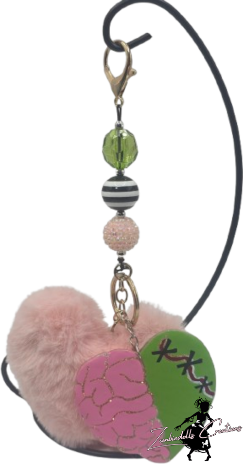 Zombie Brain Pom Pom Bag Charm/ Keychain