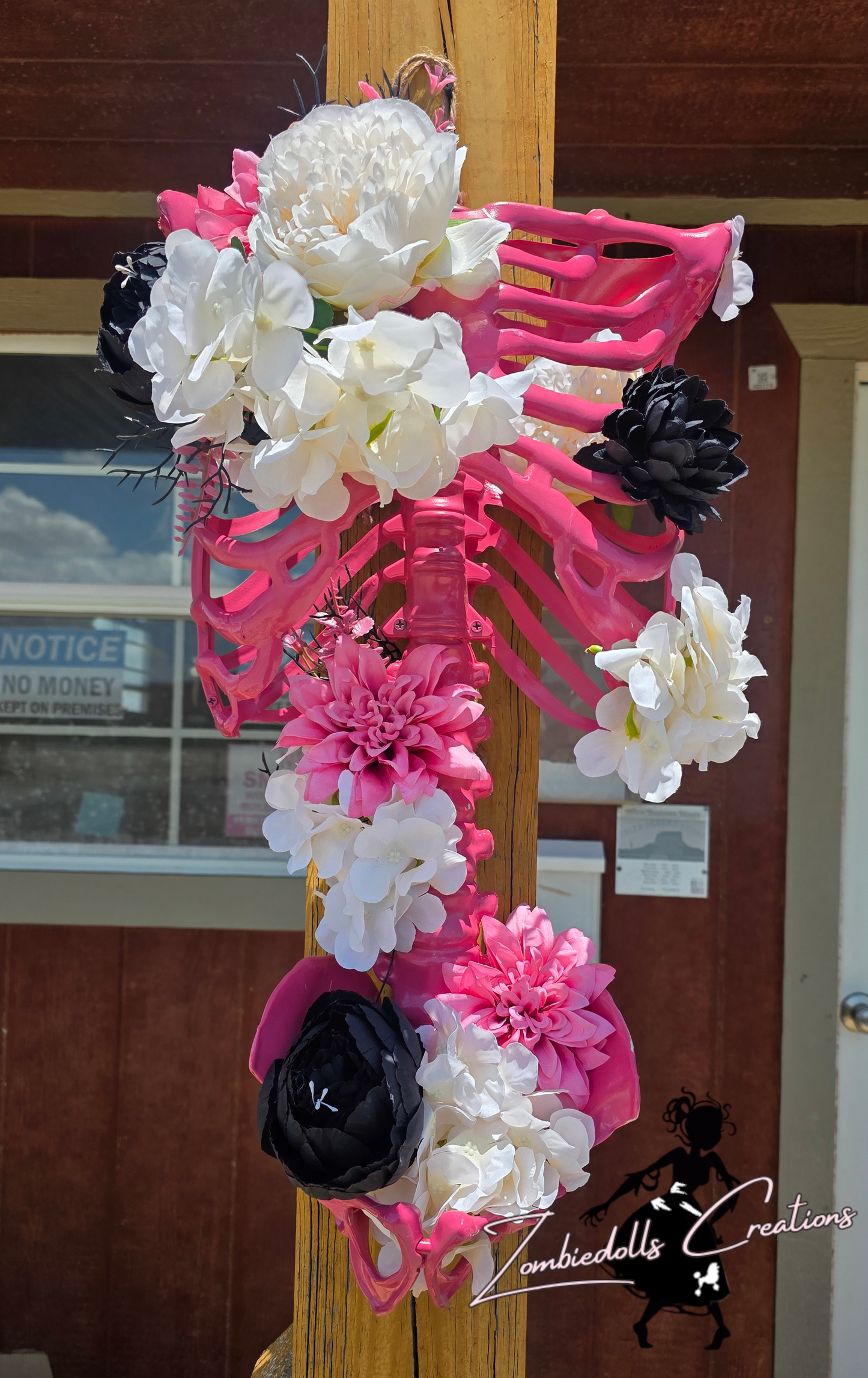 Pink Gothic Ribcage - Floral Wall decor