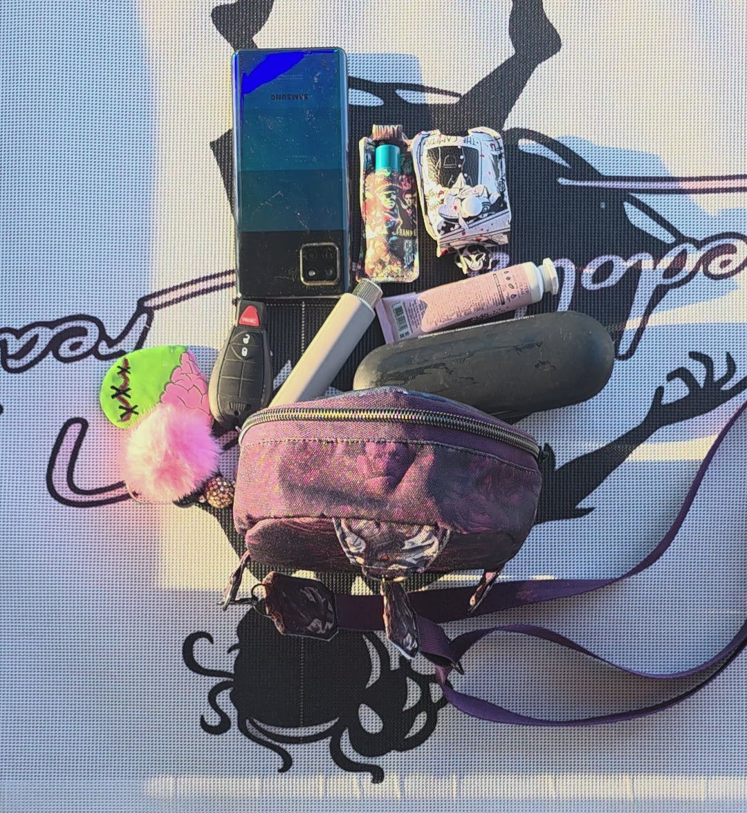 Plague Doctor Gothic Mini Crossbody Bag – Handmade Waterproof Canvas Purse with Raven & Floral Print